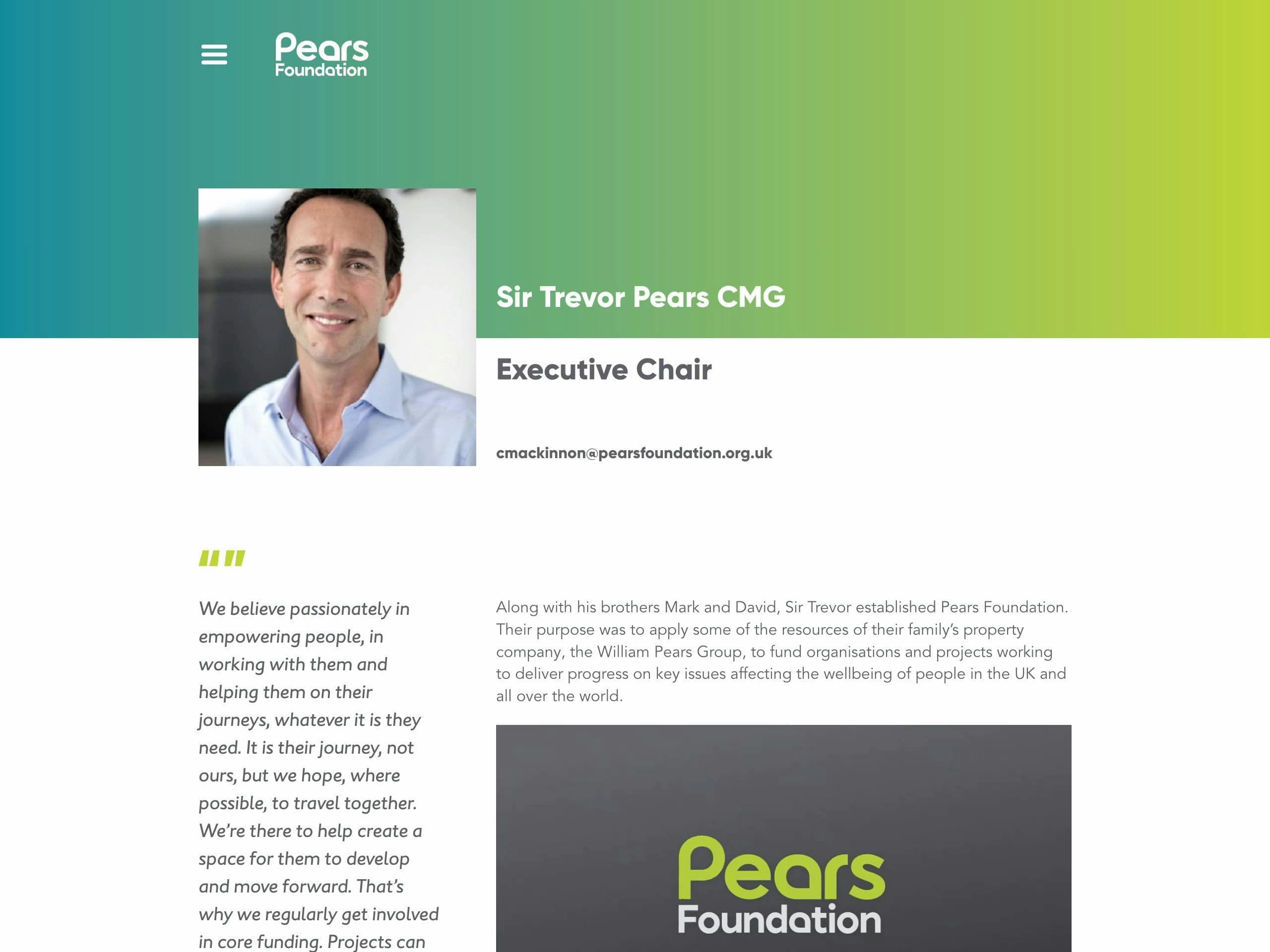 Pears Foundation website screenshot 3