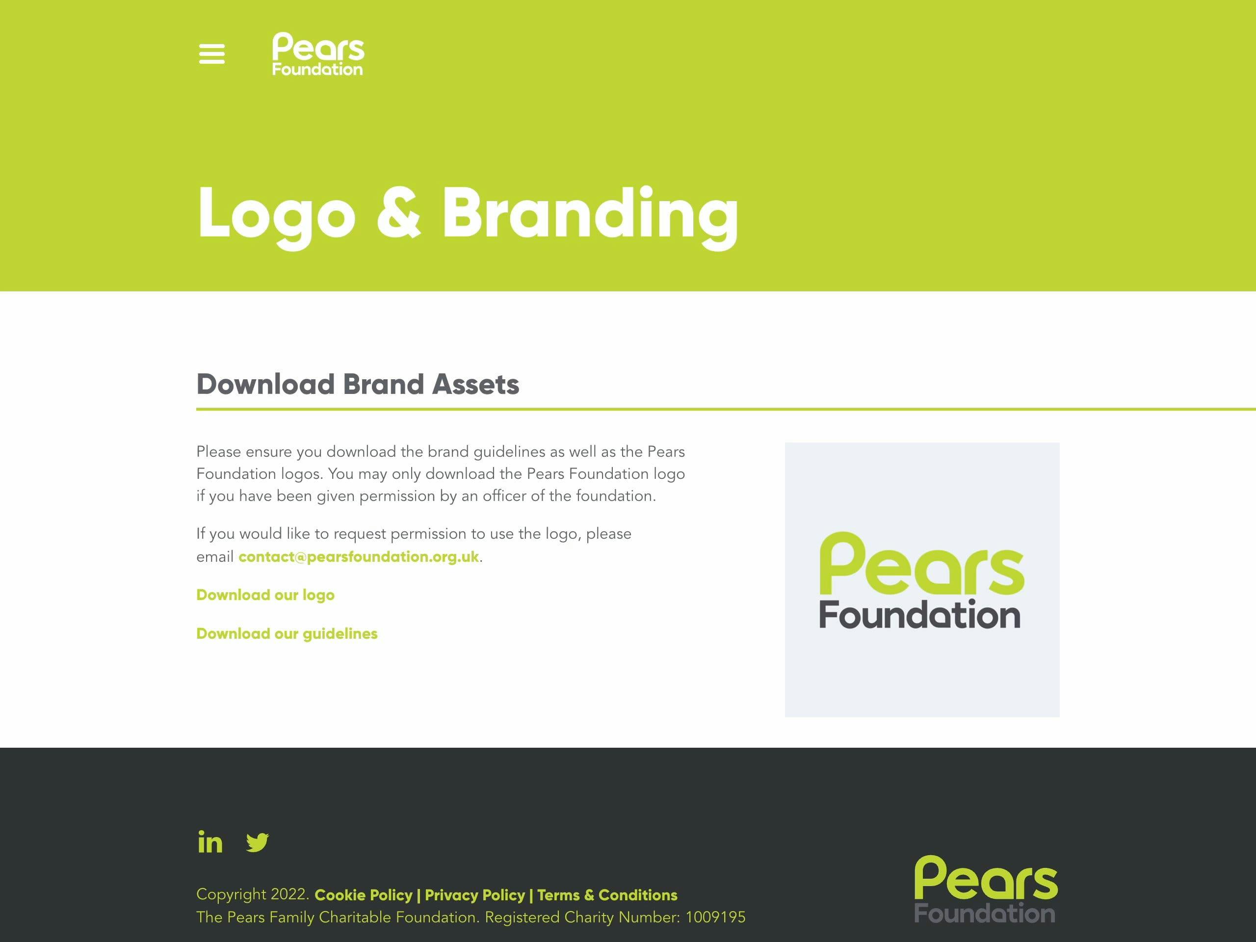 Pears Foundation website screenshot 7