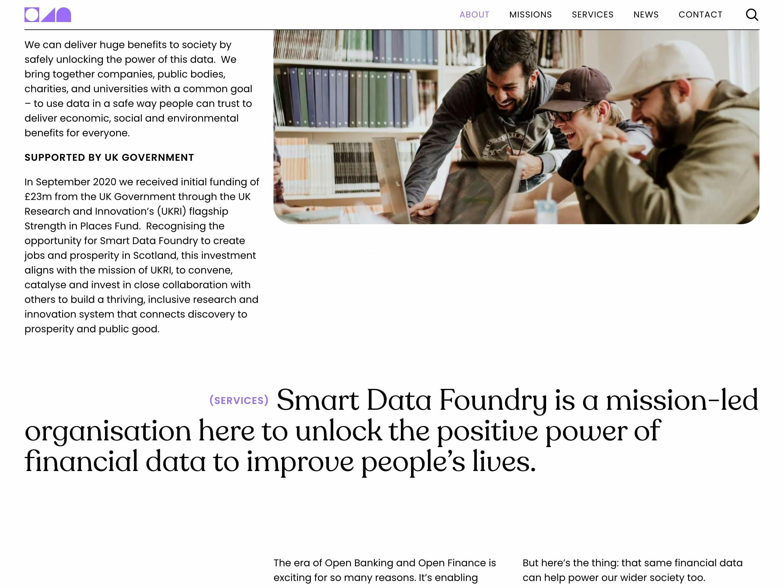 Smart Data Foundry website screenshot 2